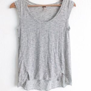 Navy and white striped cut off blouse